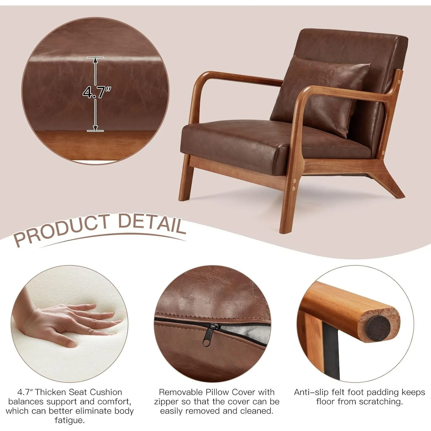 Cozy Brown Reading Chair - Transform Your Reading Nook Into a Peaceful Sanctuary — view 9