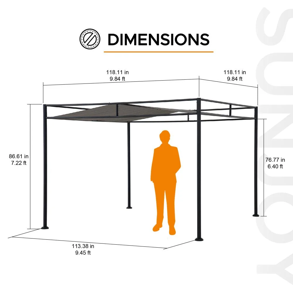 Darkeford Sling Canopy Pergola 10x10 - Shadow Black — view 3
