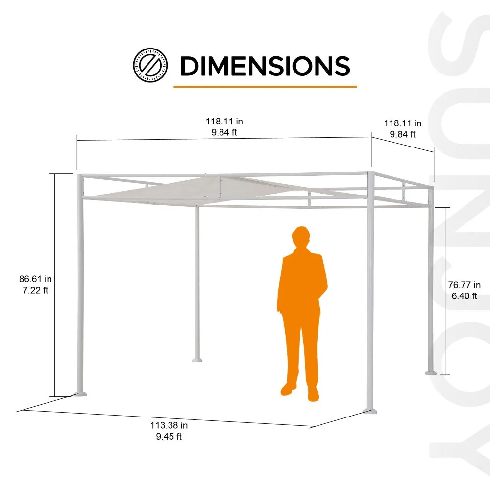 Darkeford Sling Canopy Pergola 10x10 - White — view 3