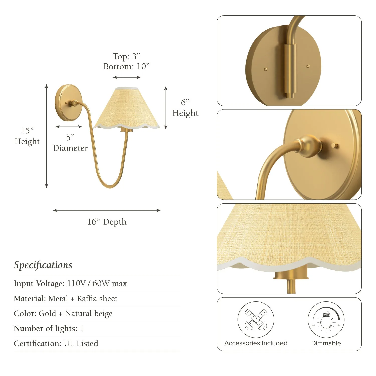 Elara Curve Clamp Cone Arm Sconce — view 6