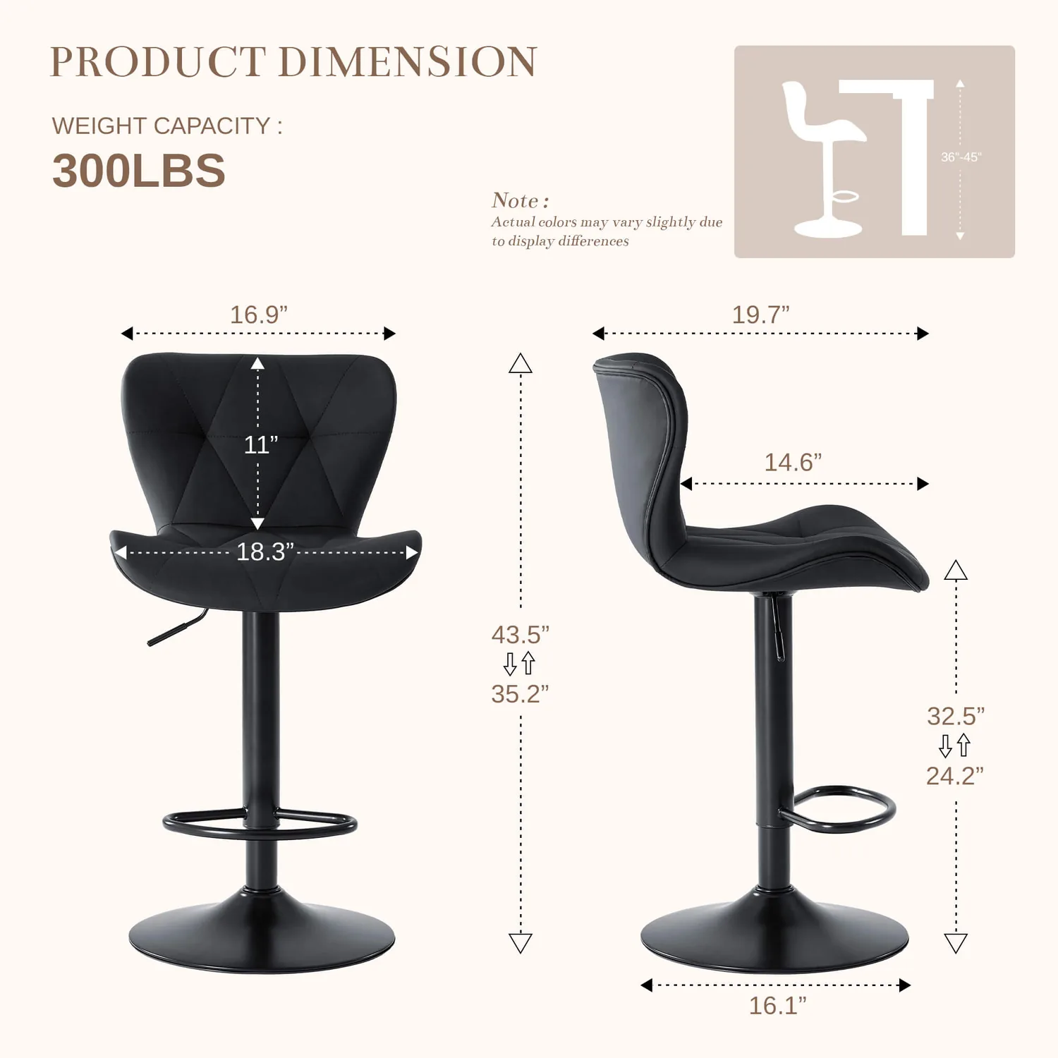 Elegant Gray Diamond-Quilted Faux Leather Bar Stools - Luxe Kitchen Seating Set of 4 — view 4