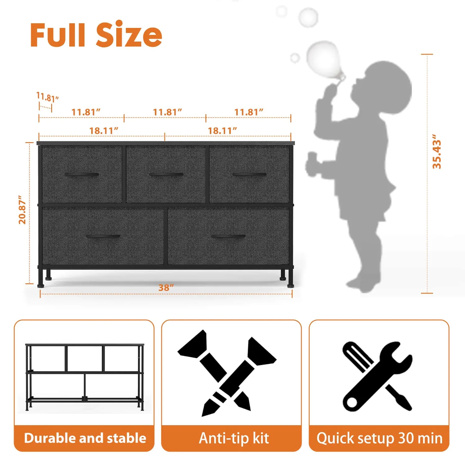 Elevate Your Bedroom with this Stunning Brown Storage Cabinet & Metal Frame Dresser — view 4