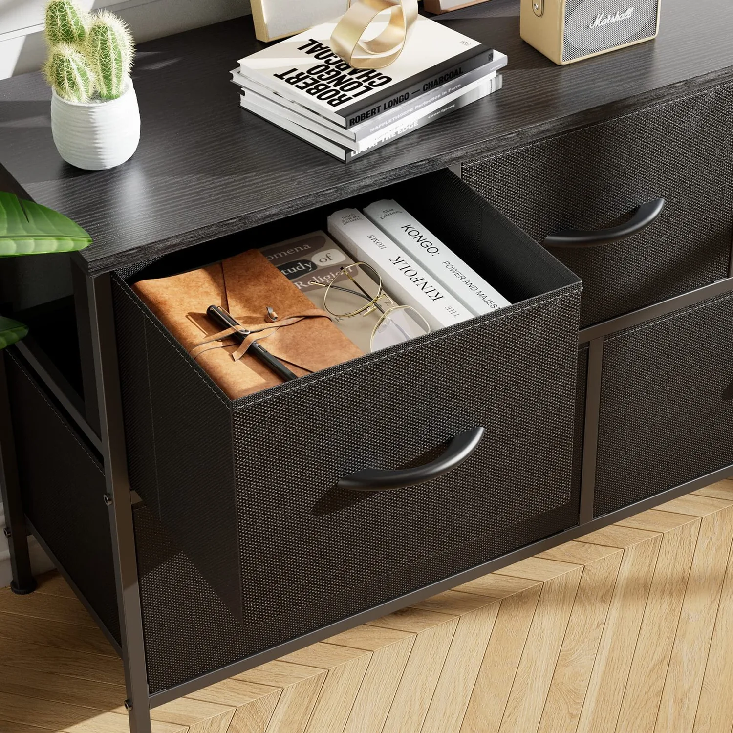Elevate Your Bedroom with this Stunning Brown Storage Cabinet & Metal Frame Dresser — view 8