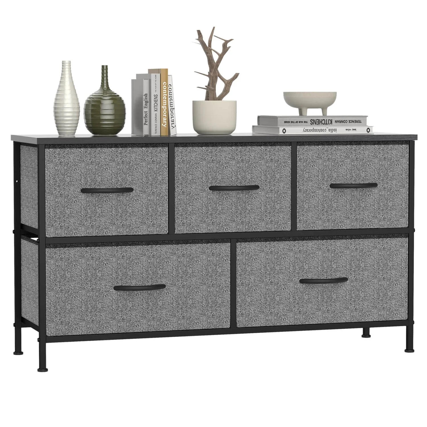 Elevate Your Bedroom with this Stunning Brown Storage Cabinet & Metal Frame Dresser — view 9