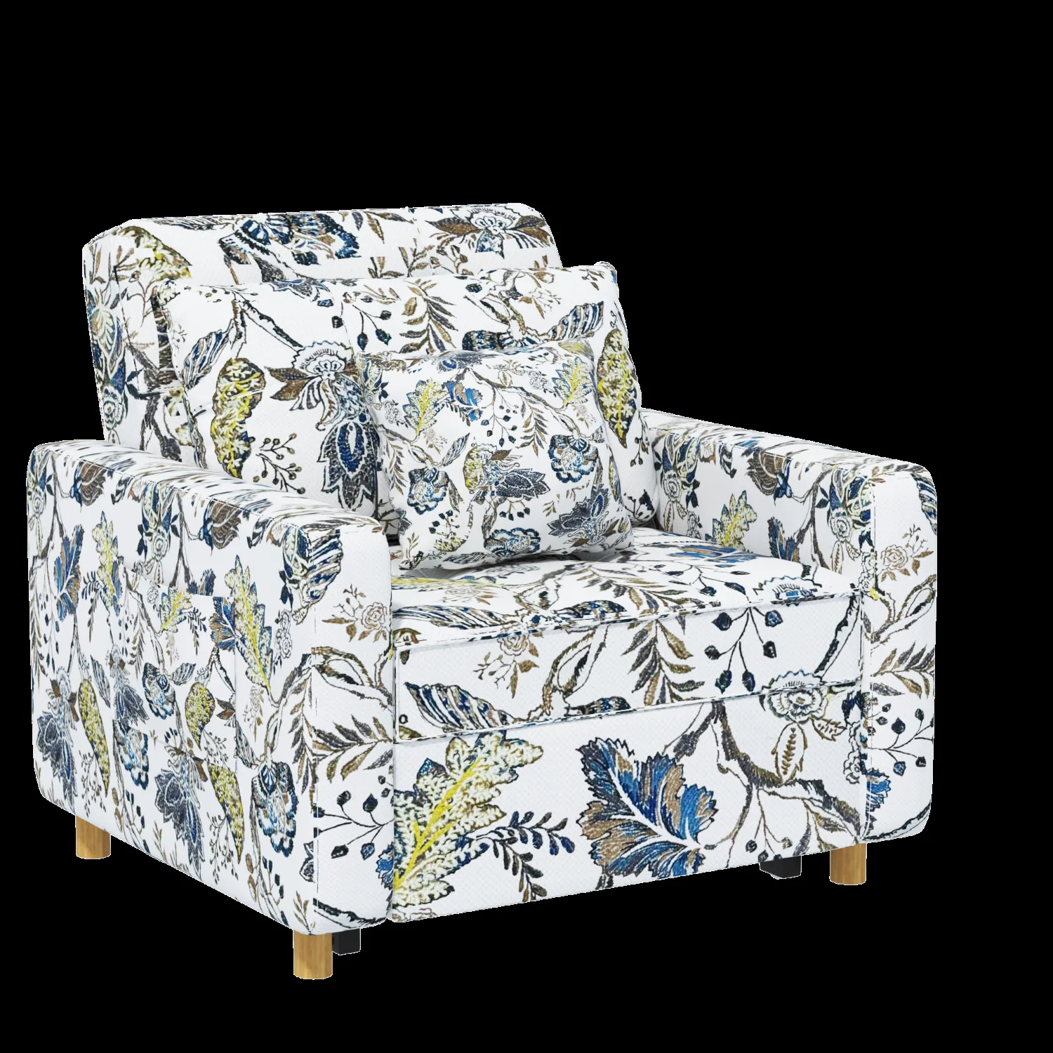 Floral Convertible Chair Bed 36" - Modern Scandinavian Sleeper Sofa for Small Spaces — view 3