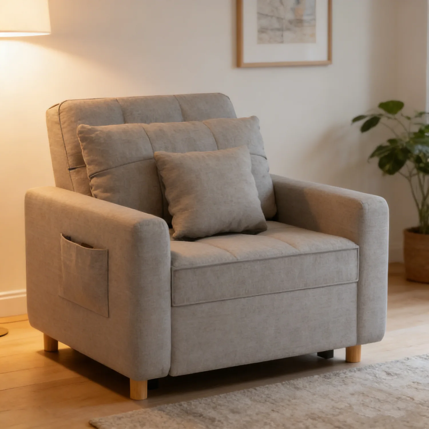 Gray Convertible Chair Bed 36" | Modern Space-Saving Sleeper Furniture