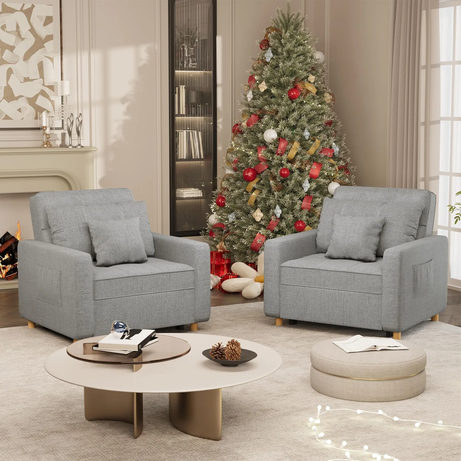 Gray Convertible Chair Bed 36" | Modern Space-Saving Sleeper Furniture — view 6