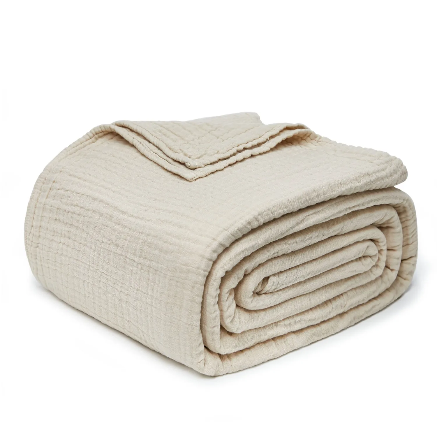 Joydeco 100% Cotton Muslin Throw Blanket for Couch Bed and Sofa, 4-Layer Lightweight and Breathable Soft Gauze Blanket for All Season, Luxury Throws Cotton Blanket Gift — view 9