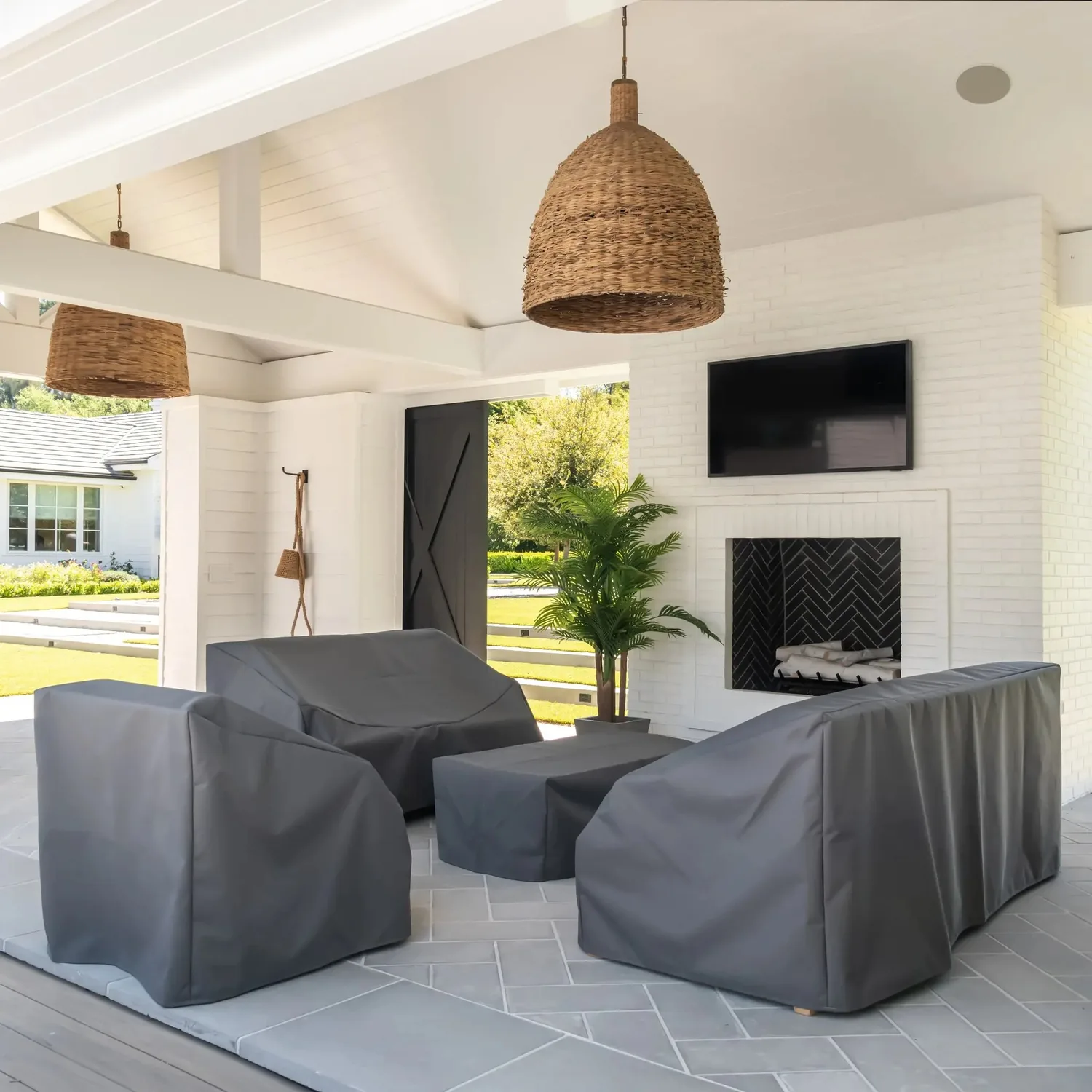 Juliet Weathered Teak Outdoor Sofa Cover (Iron Grey) — main image