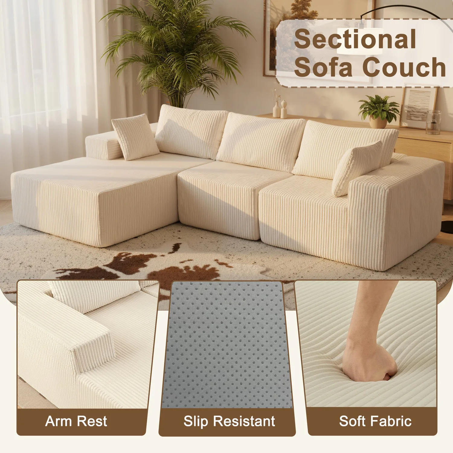 Modern 108" Dark Gray Sectional Sofa - Transform Your Living Space with Modular Design — view 2
