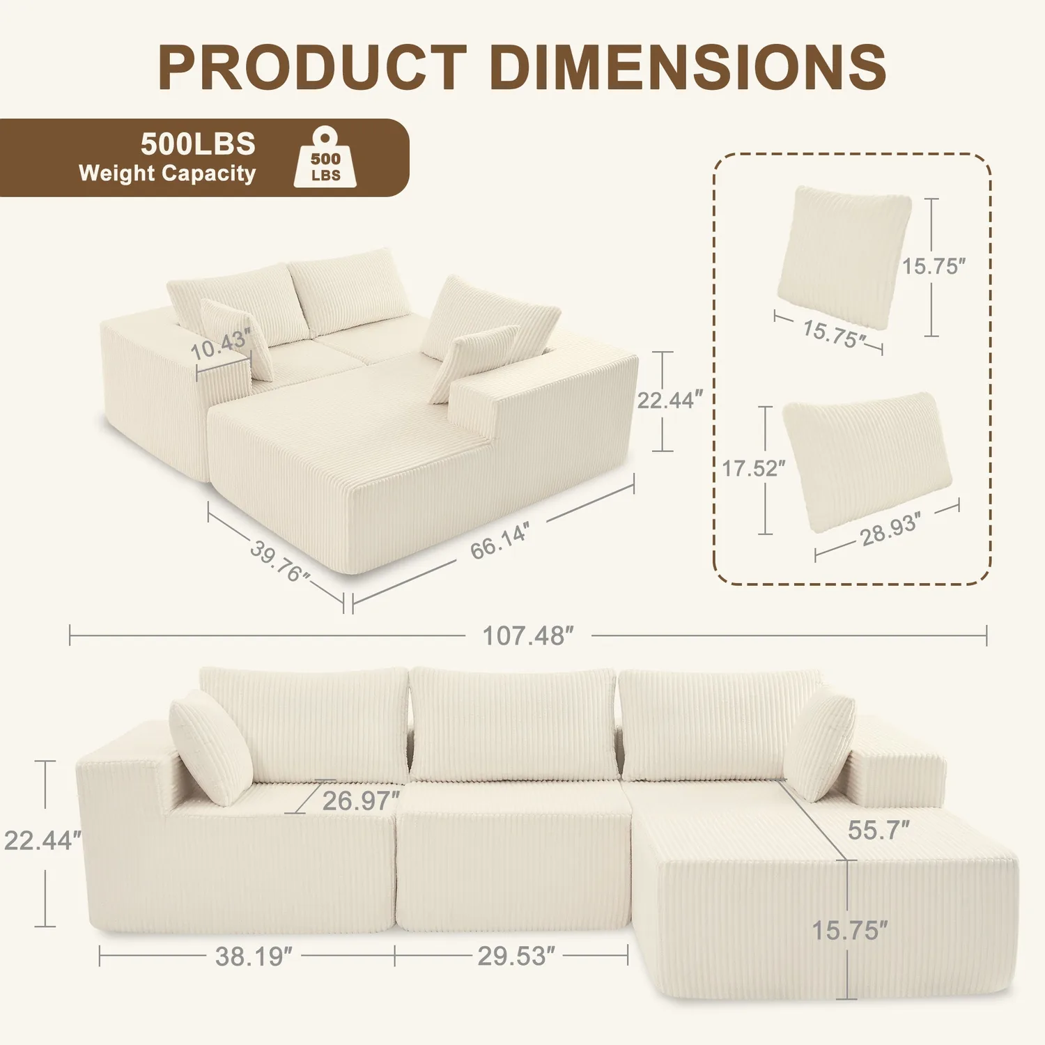 Modern 108" Dark Gray Sectional Sofa - Transform Your Living Space with Modular Design — view 5