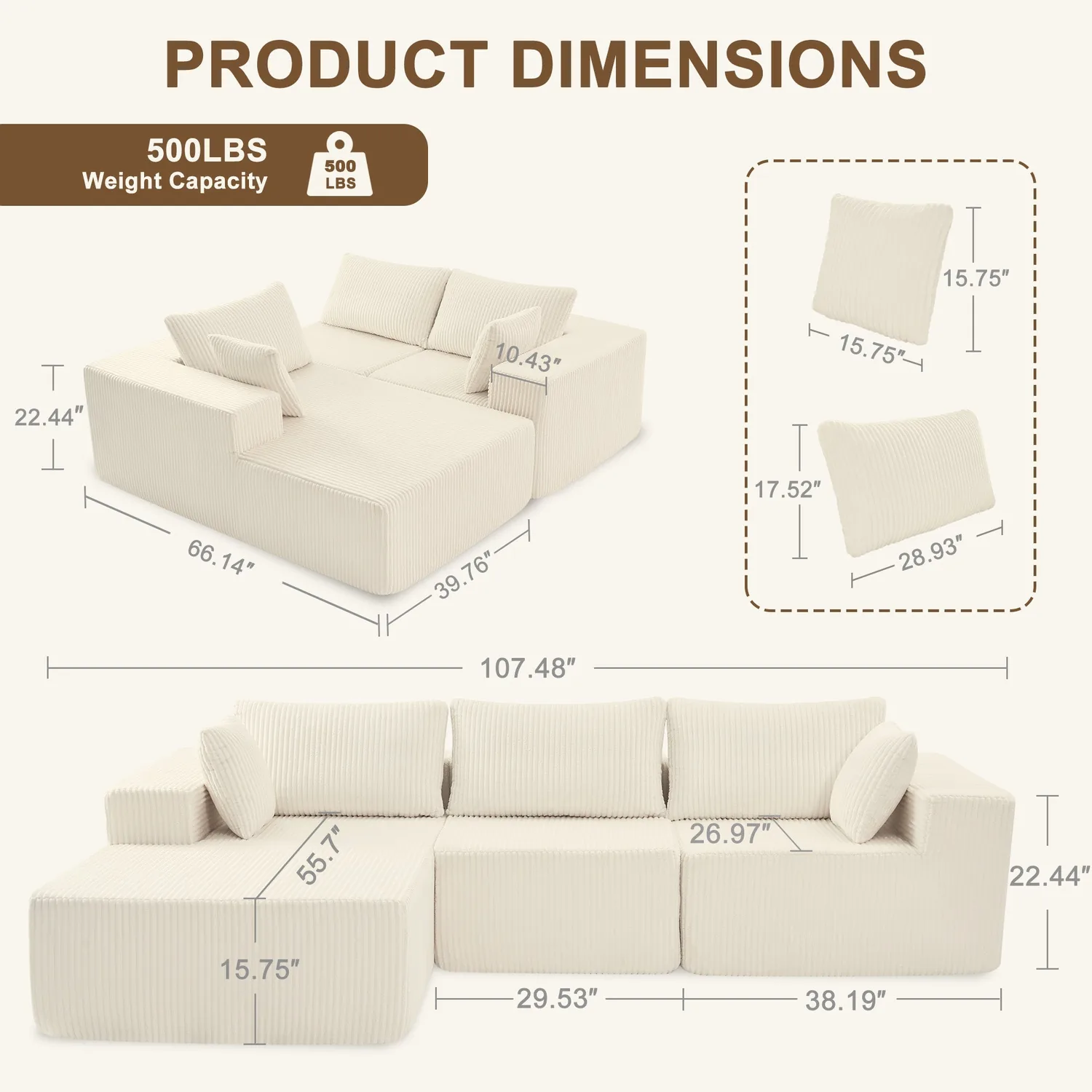 Modern 108" Dark Gray Sectional Sofa - Transform Your Living Space with Modular Design — view 7
