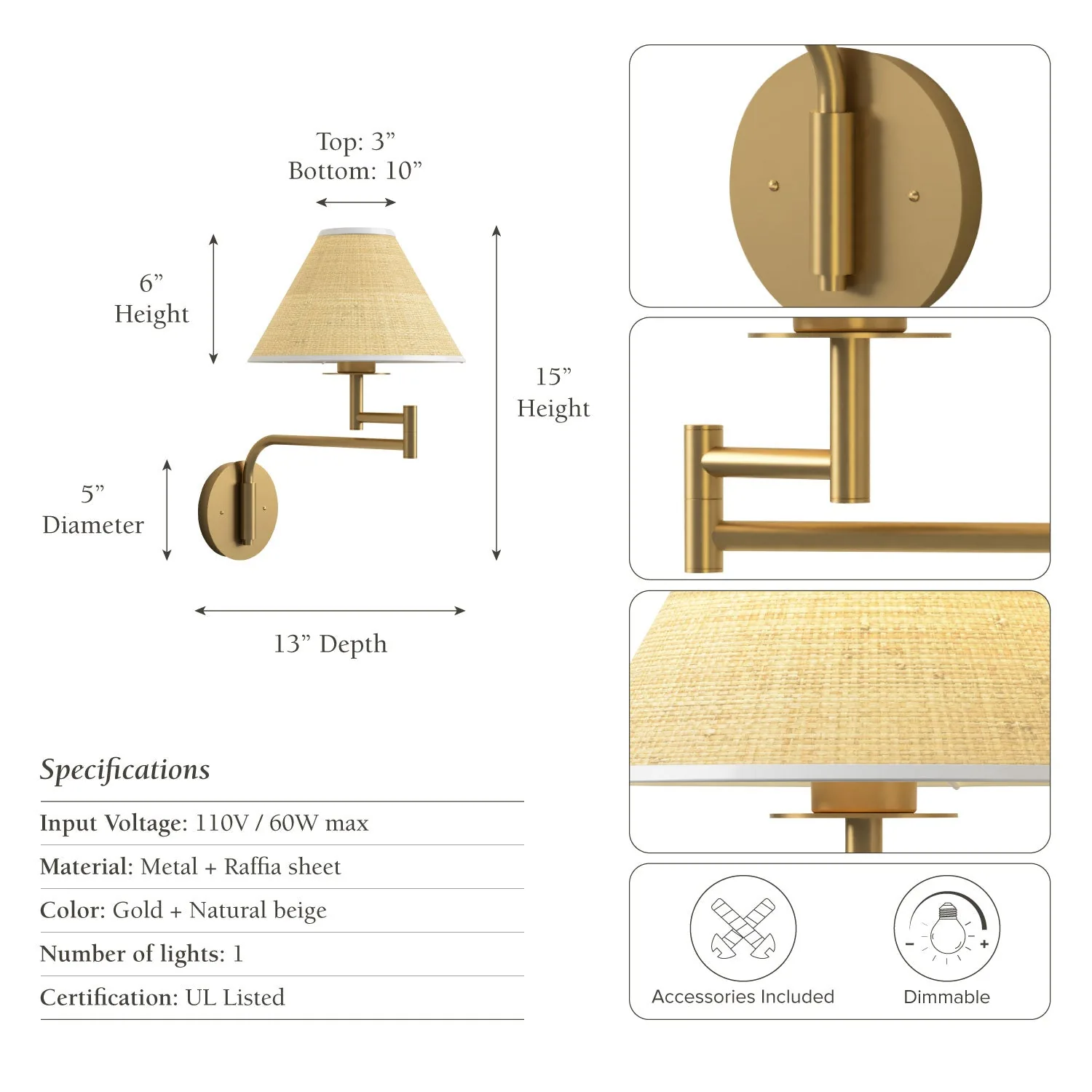 Naia Rattan Sconce — view 7