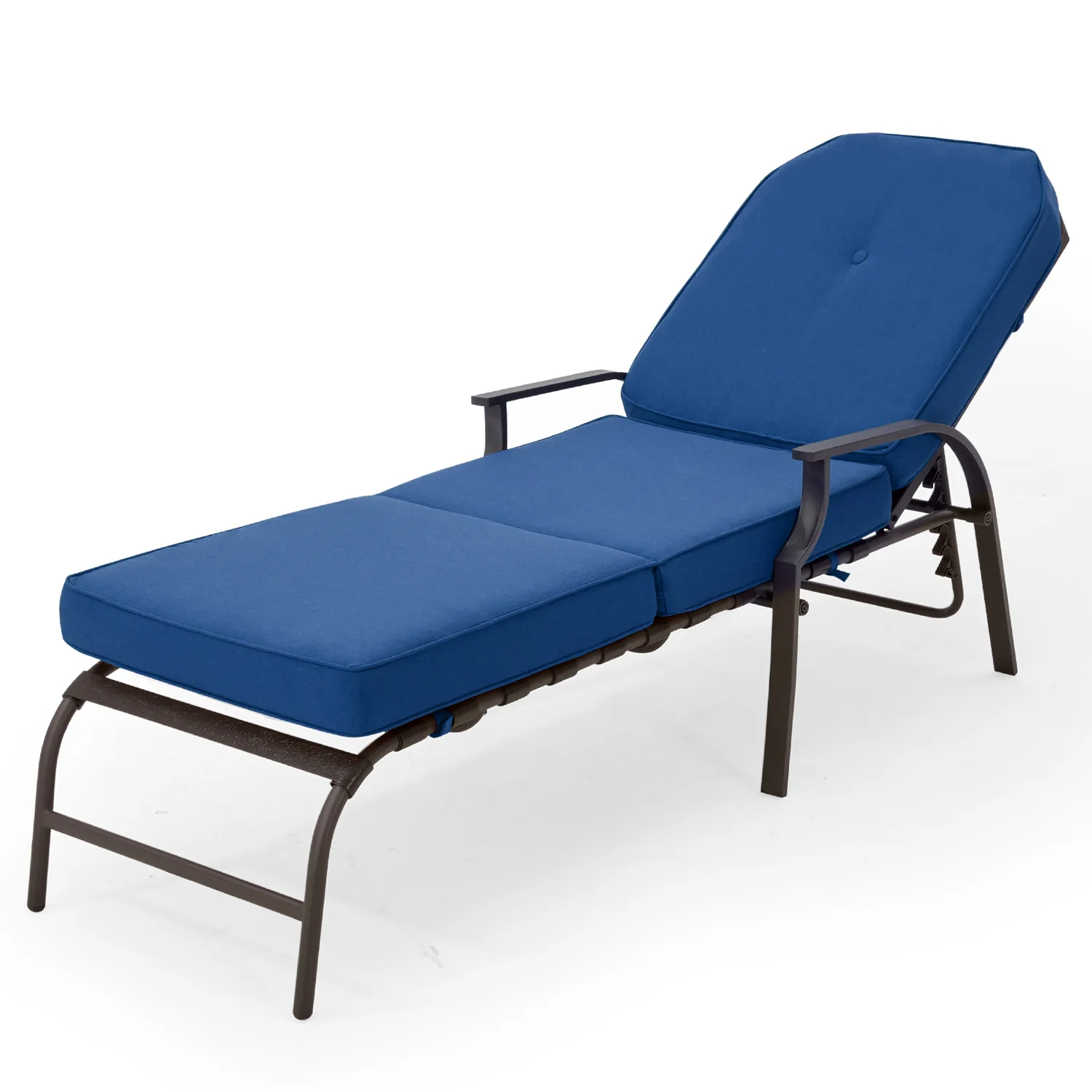 YODOLLA · Navy Blue Outdoor Chaise Lounge - Adjustable Poolside Relaxation