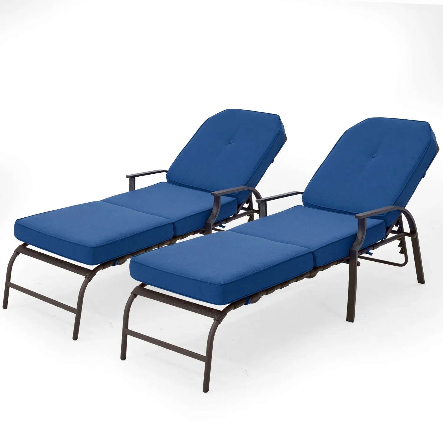 Navy Blue Outdoor Chaise Lounge - Adjustable Poolside Relaxation — view 8