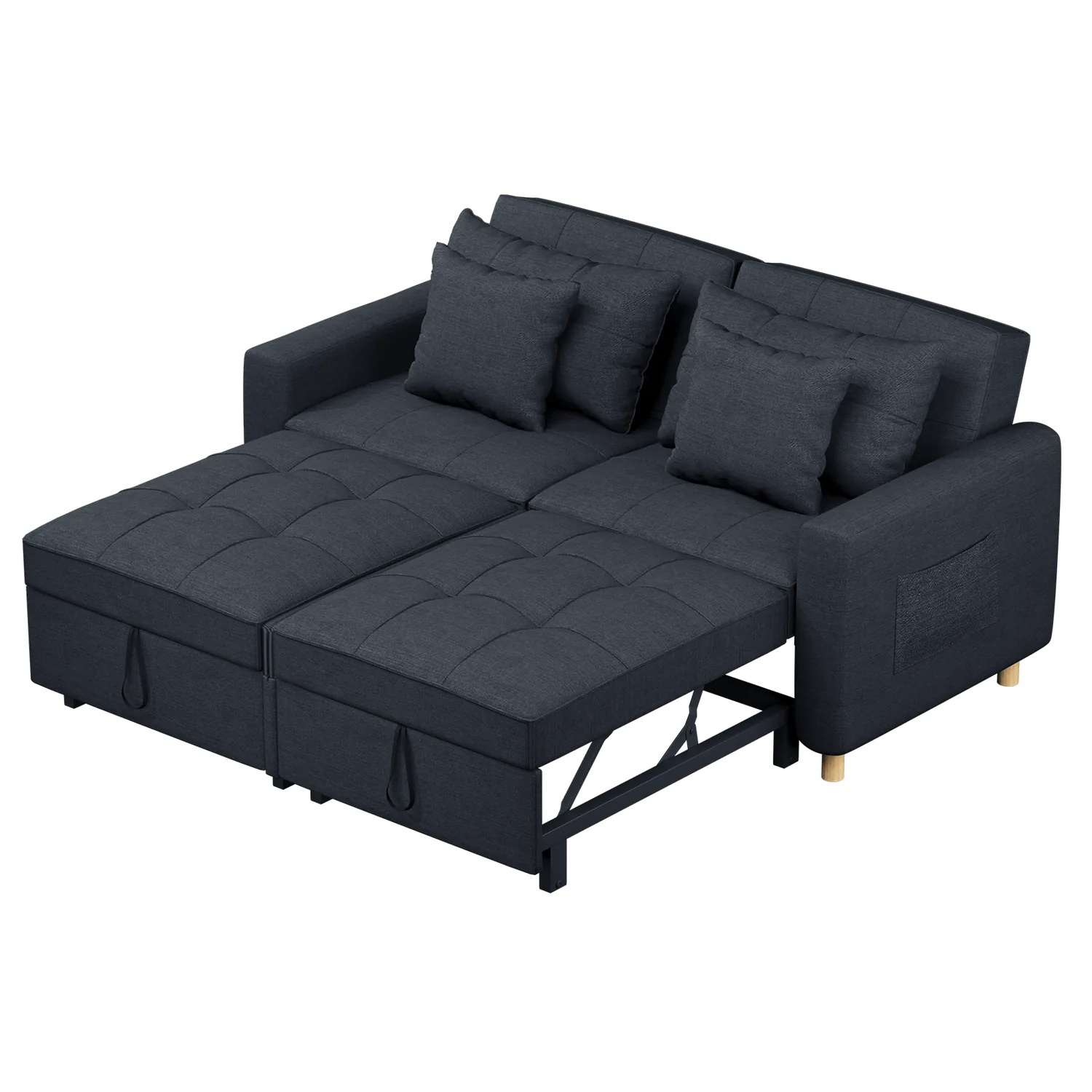 Navy Convertible Sofa Bed - Modern 3-in-1 Sleeper Couch for Small Spaces — view 2
