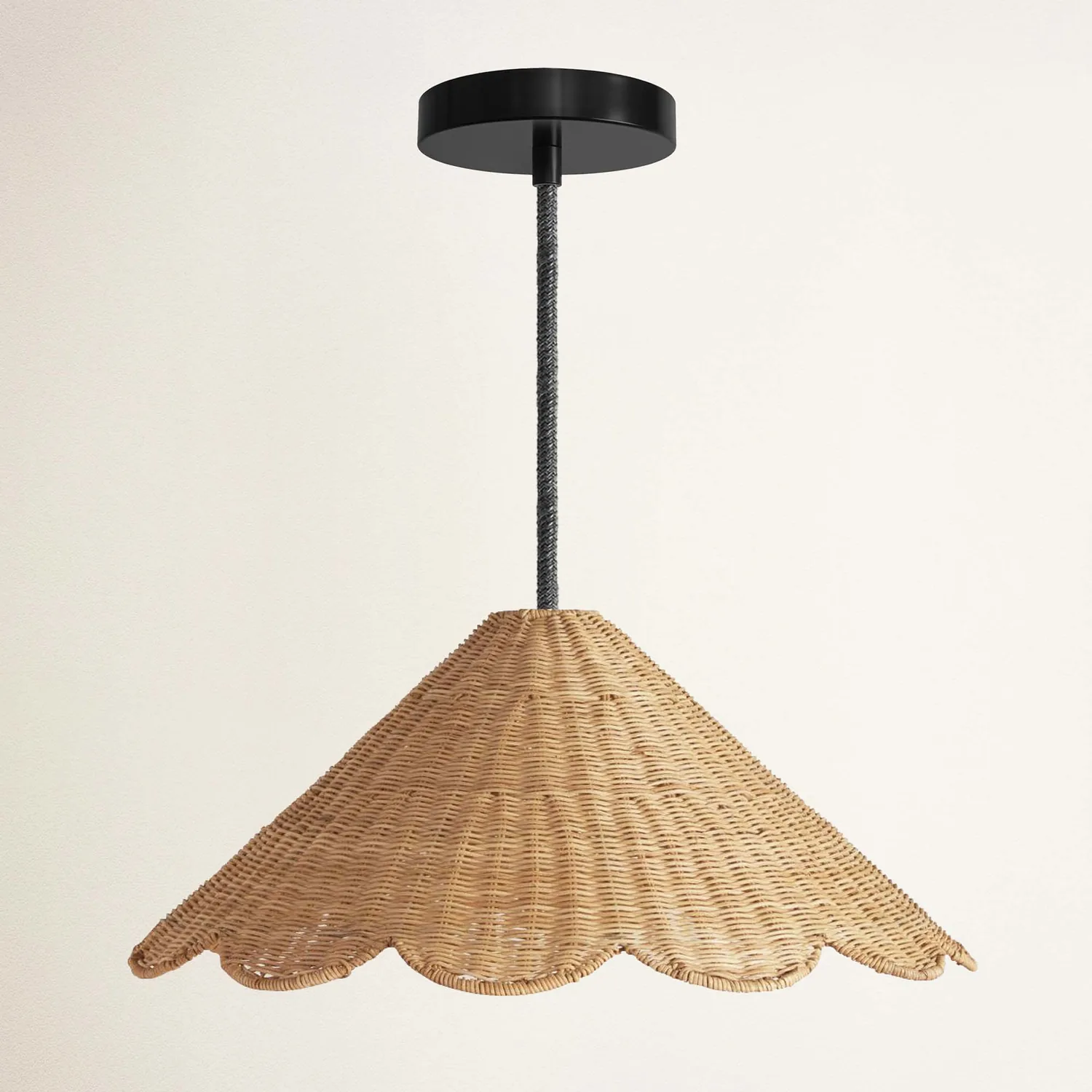 Outdoor Daisy Cone Rattan Pendant Light — view 3