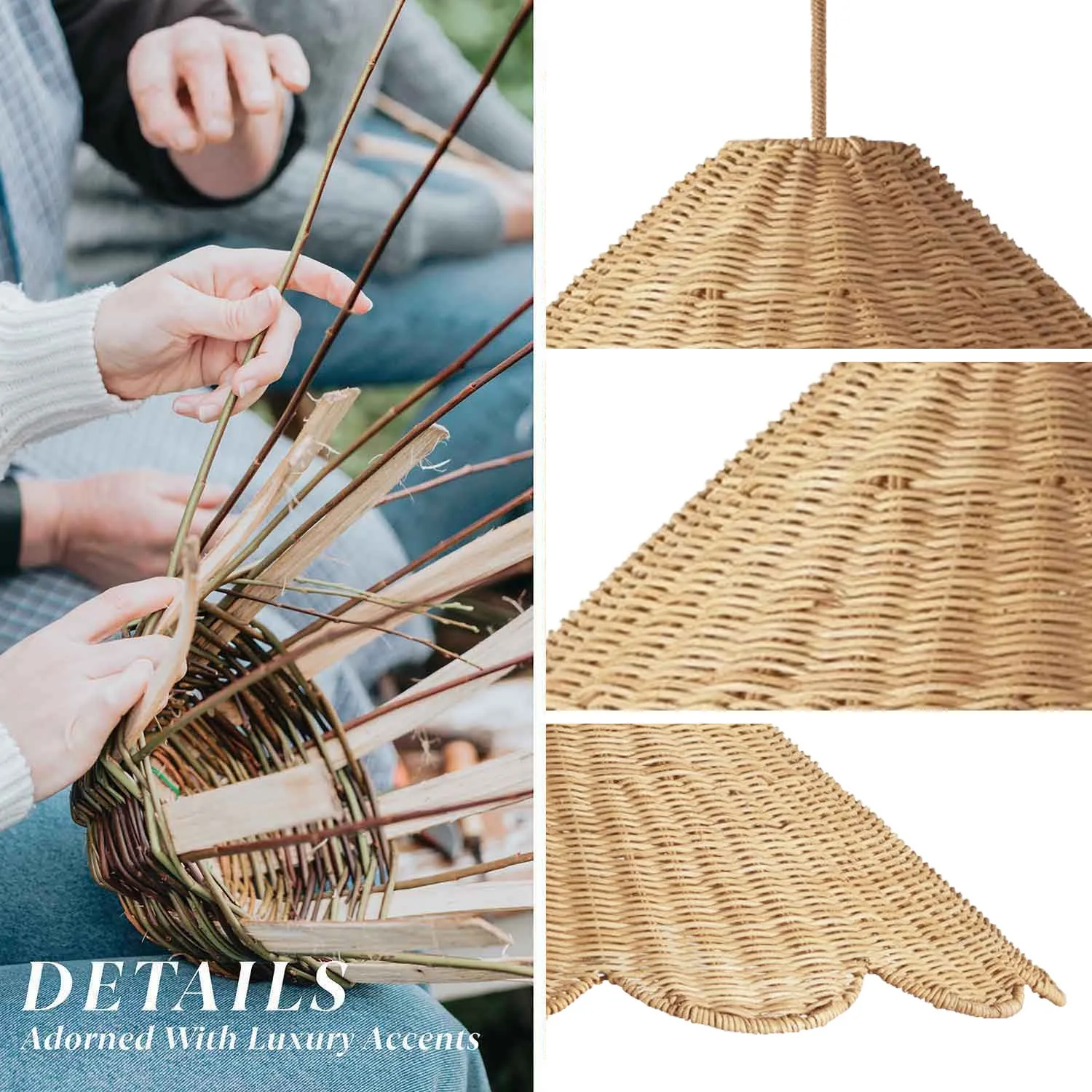 Outdoor Daisy Cone Rattan Pendant Light — view 10