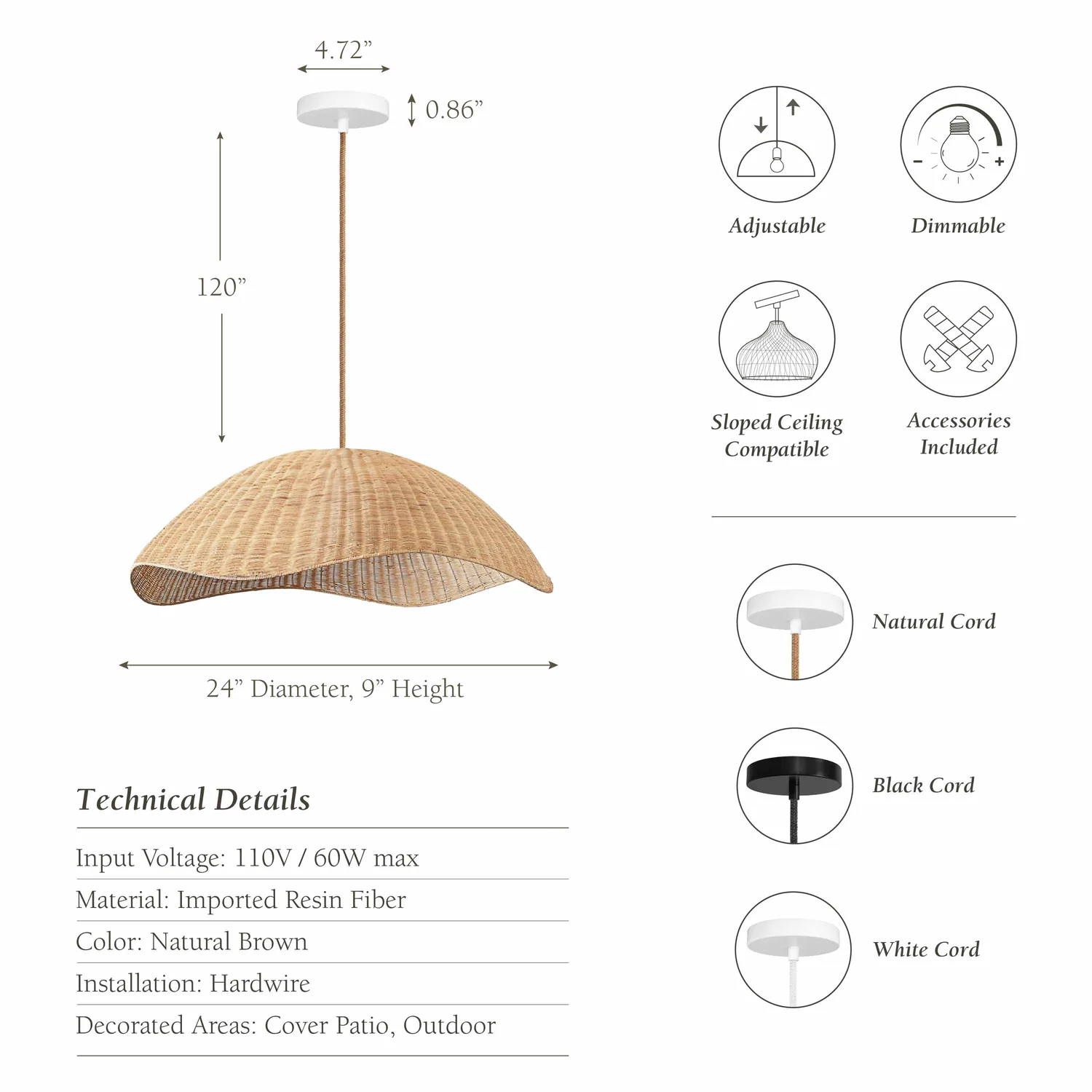 Outdoor Nana Rattan Pendant Light — view 9