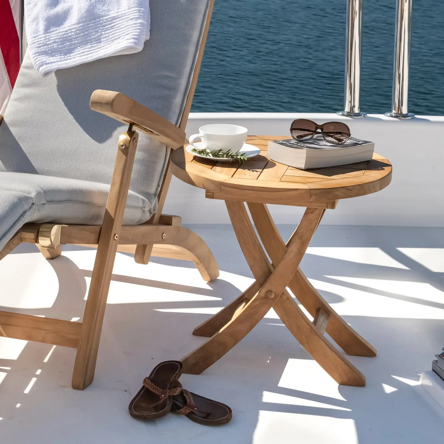 Port Teak Outdoor Folding Side Table — main image