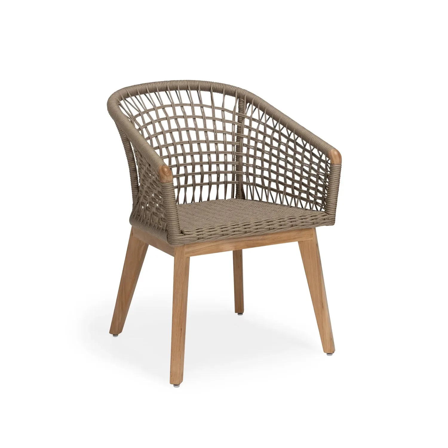 Ravoli Teak and Rope Outdoor Dining Arm Chair (Taupe) — view 2