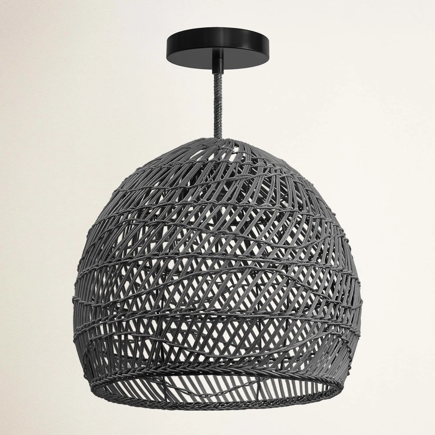 Santana Black Rattan Pendant Light — view 7