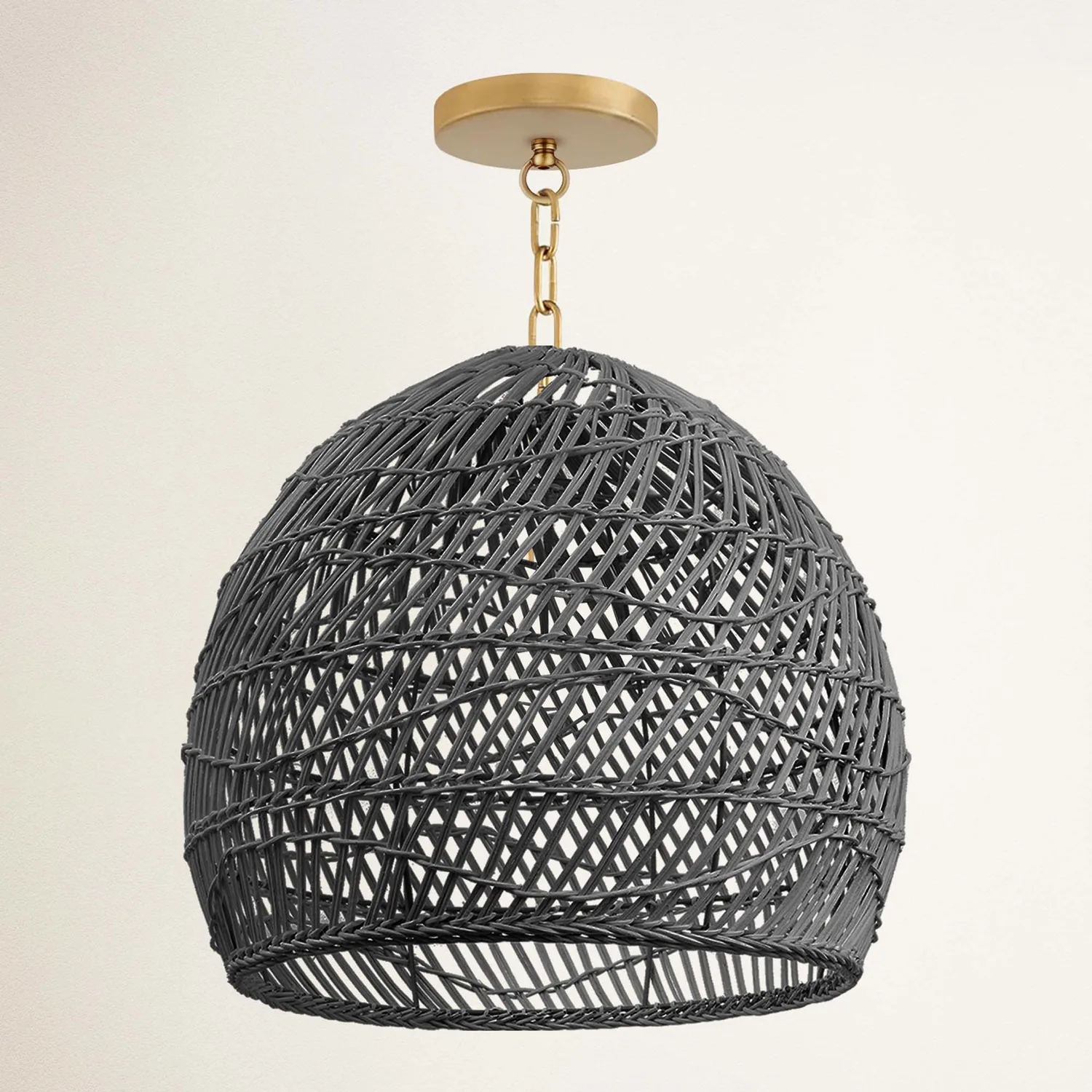 Santana Black Rattan Pendant Light — view 10