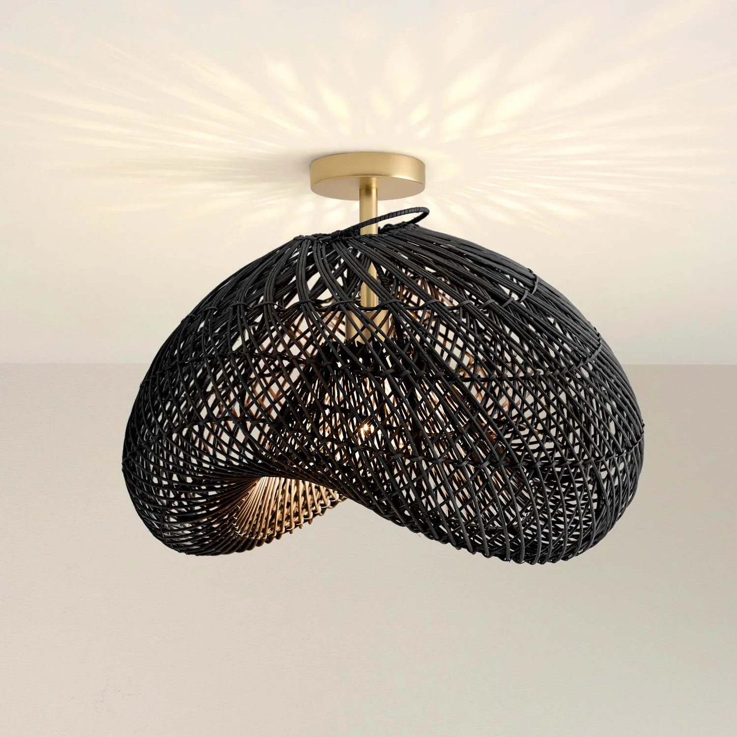 Sepherina Black Rattan Flush Mount Light