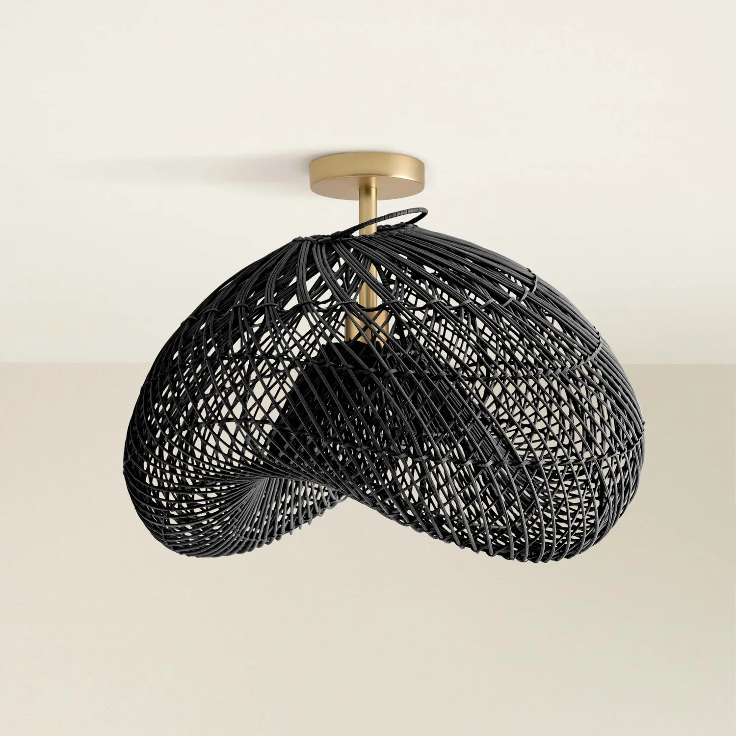 Rowabi · Sepherina Black Rattan Flush Mount Light