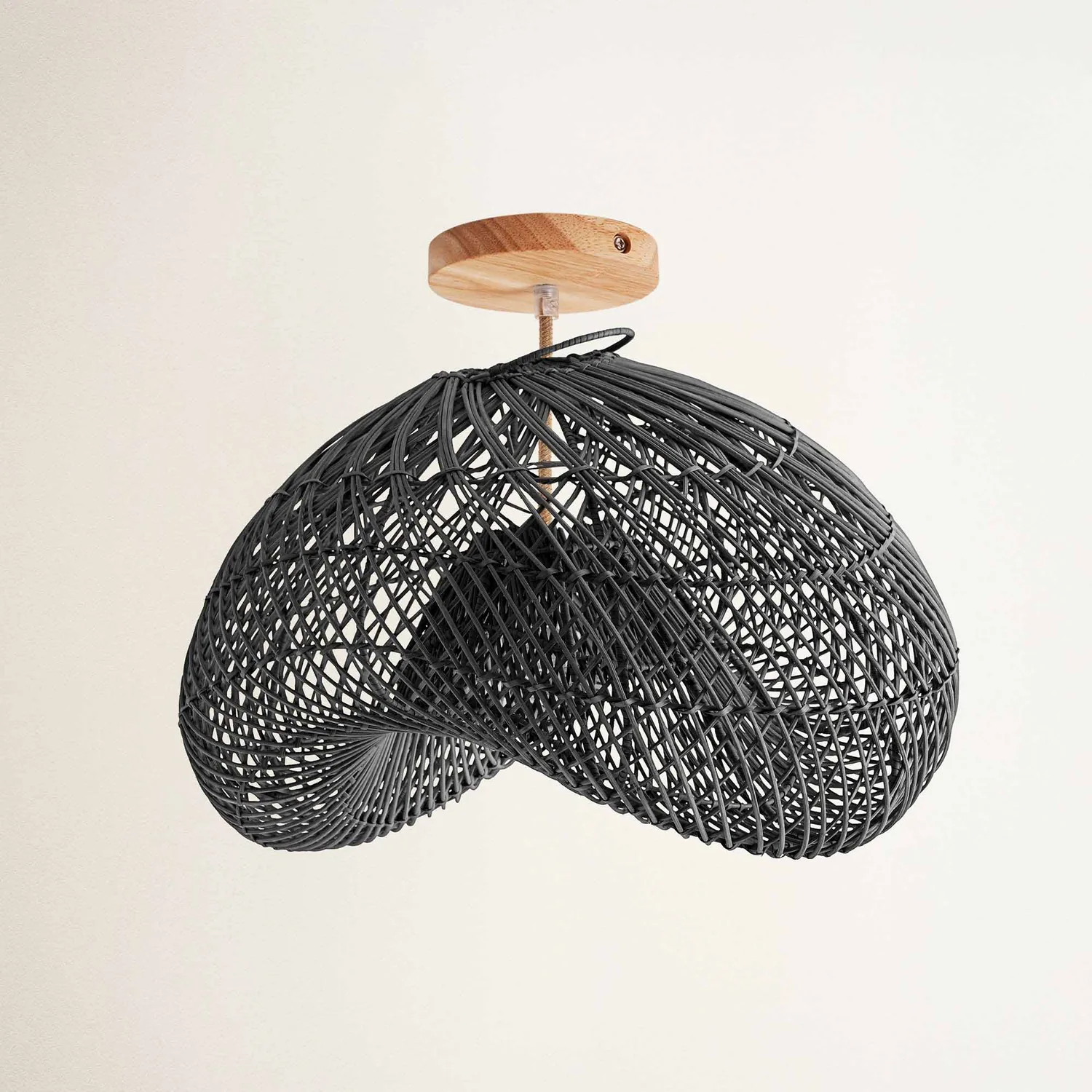 Sepherina Black Rattan Flush Mount Light — view 3
