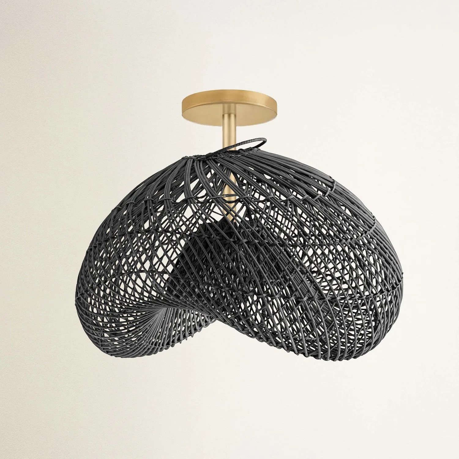 Sepherina Black Rattan Flush Mount Light — view 4