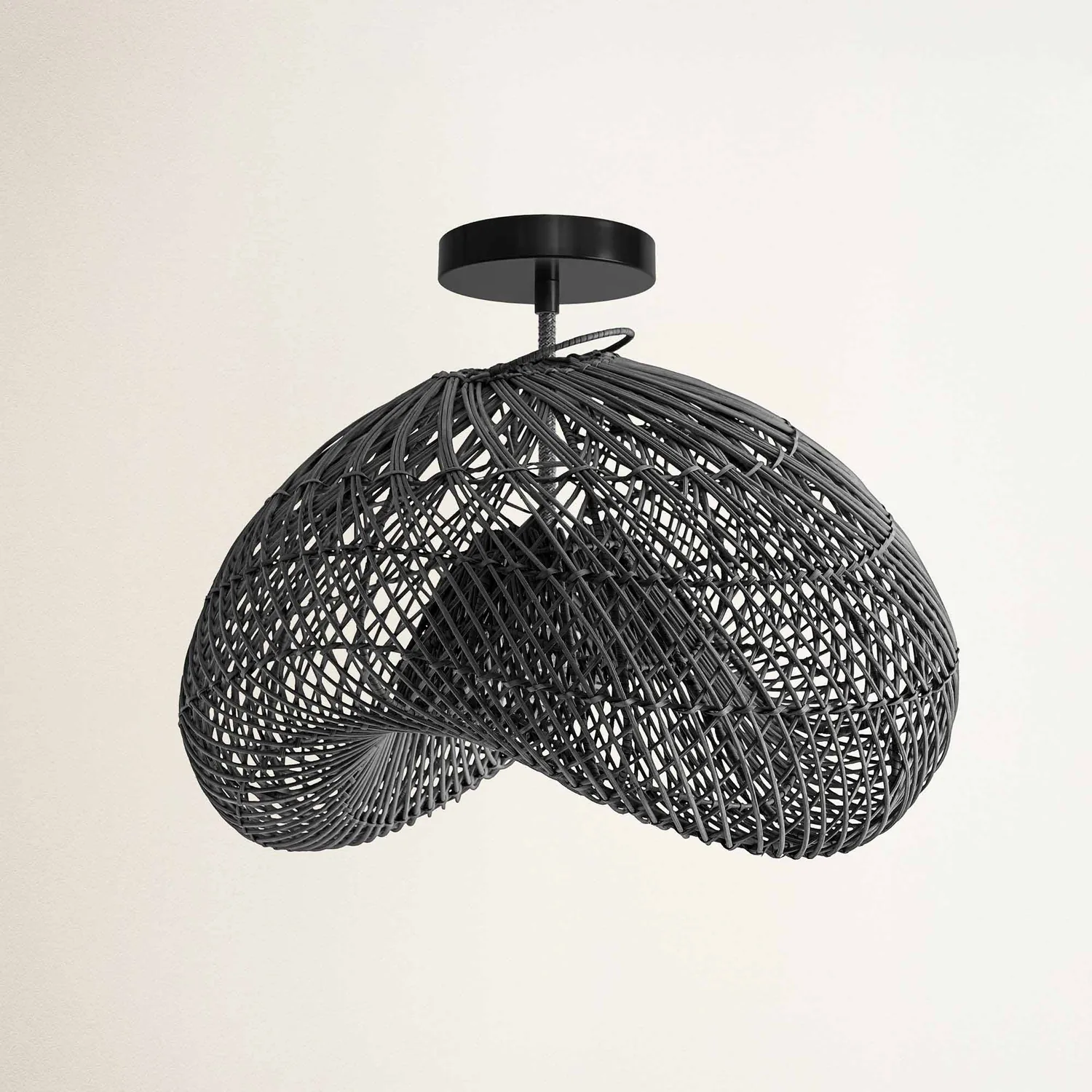 Sepherina Black Rattan Flush Mount Light — view 5