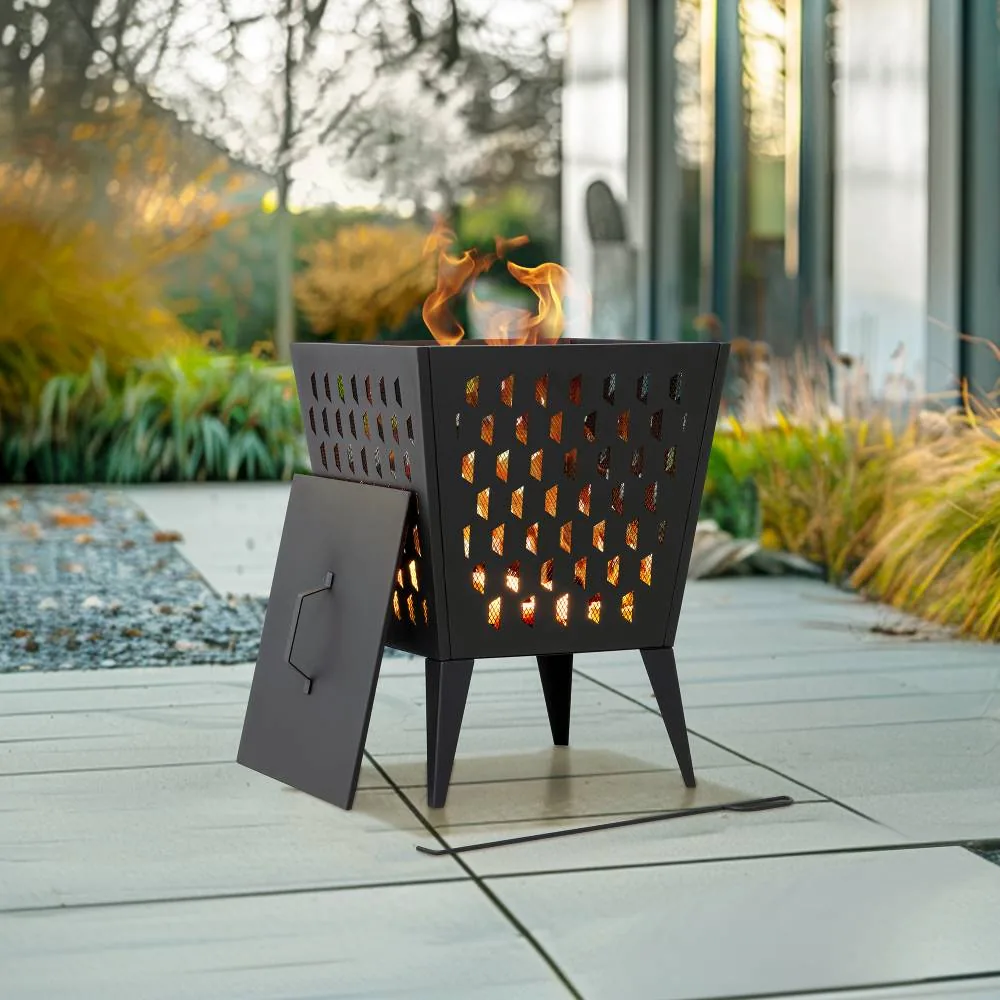 SUNJOY 18 Inch Backyard Wood Burning Fire Pit with Fire Poker and Lid — view 2