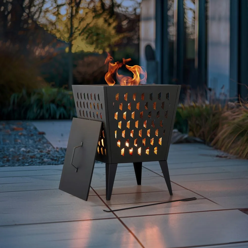 SUNJOY 18 Inch Backyard Wood Burning Fire Pit with Fire Poker and Lid — view 3