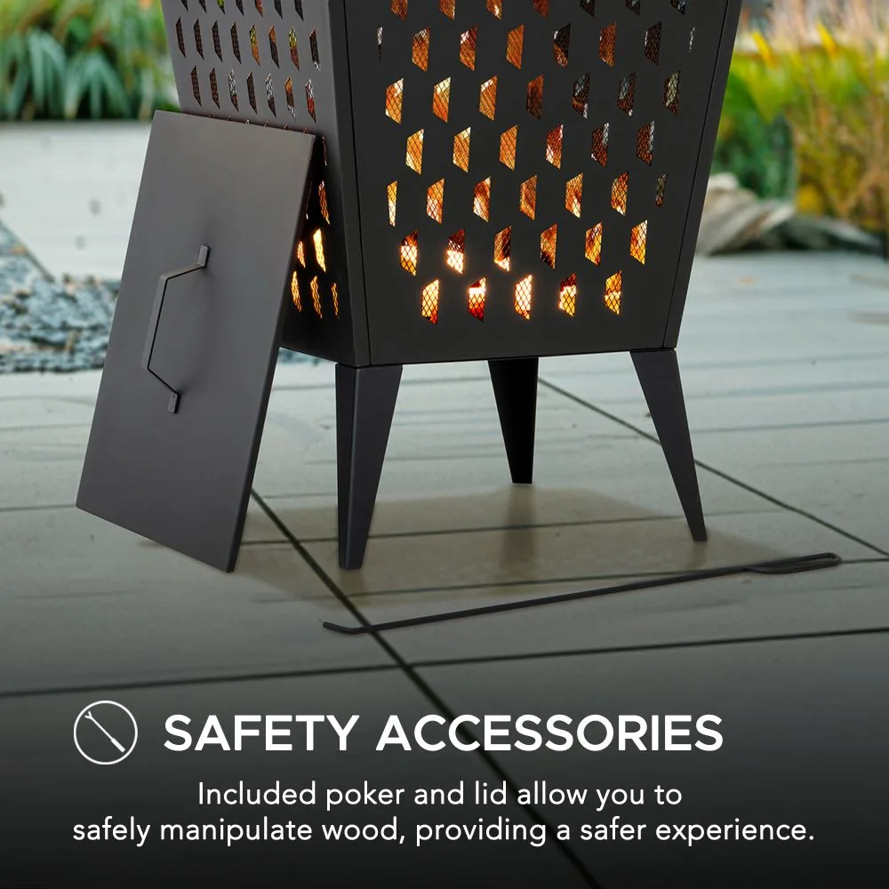 SUNJOY 18 Inch Backyard Wood Burning Fire Pit with Fire Poker and Lid — view 8