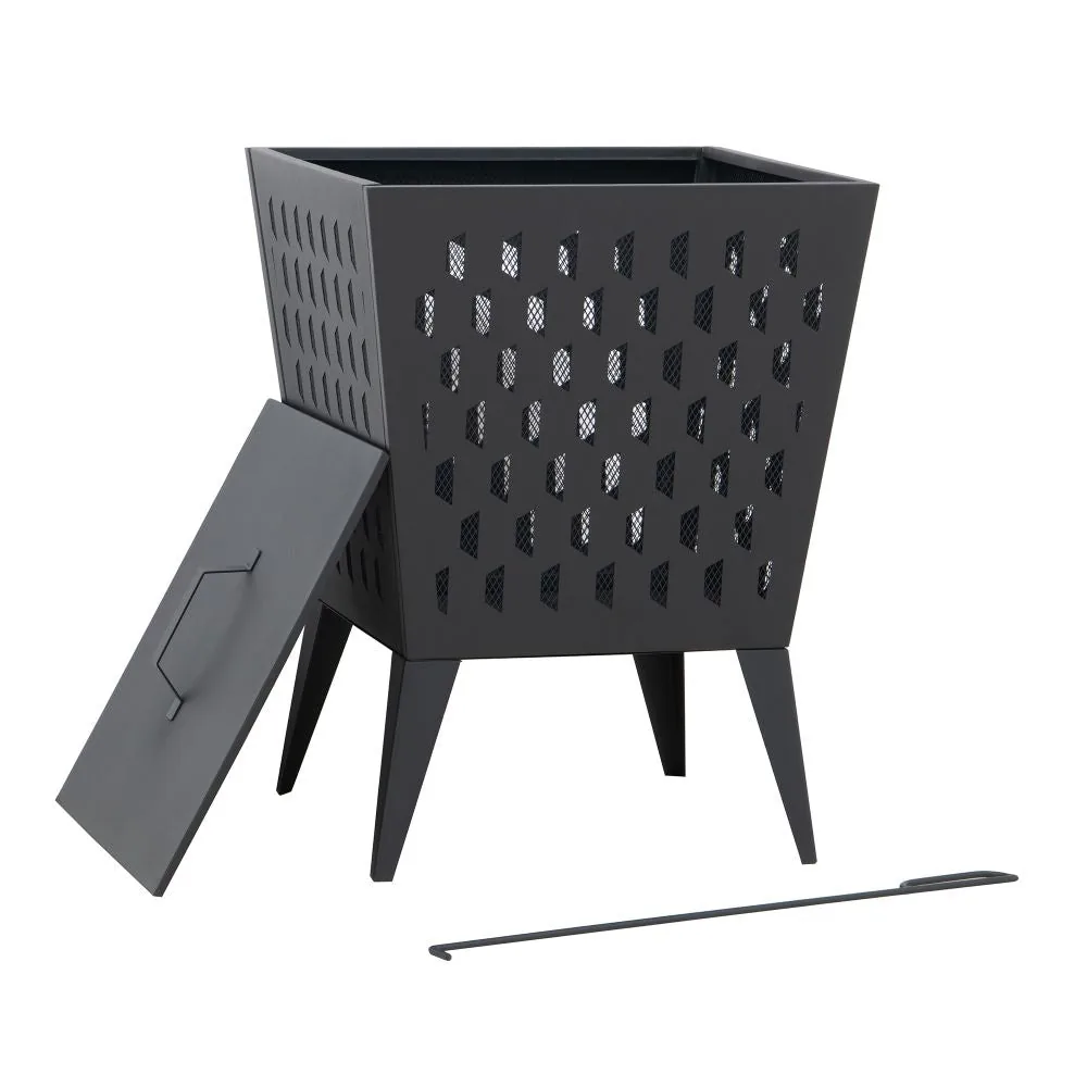 SUNJOY 18 Inch Backyard Wood Burning Fire Pit with Fire Poker and Lid — view 9