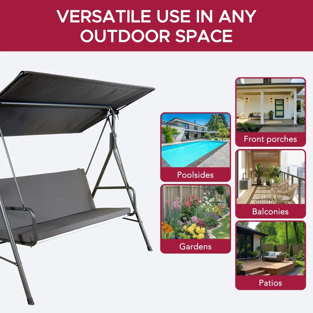 SUNJOY 2-Seat Italian-Made Patio Swing Chair with Adjustable Canopy and Cushions – Gray — view 10
