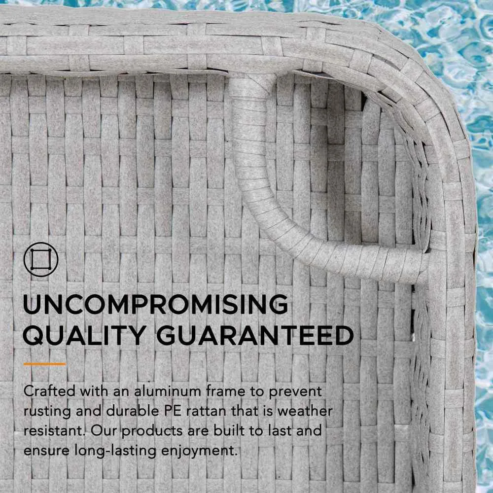 SUNJOY 24x24 Inch Aluminum Frame Wicker Floating Tray for Pool - Gray — view 5