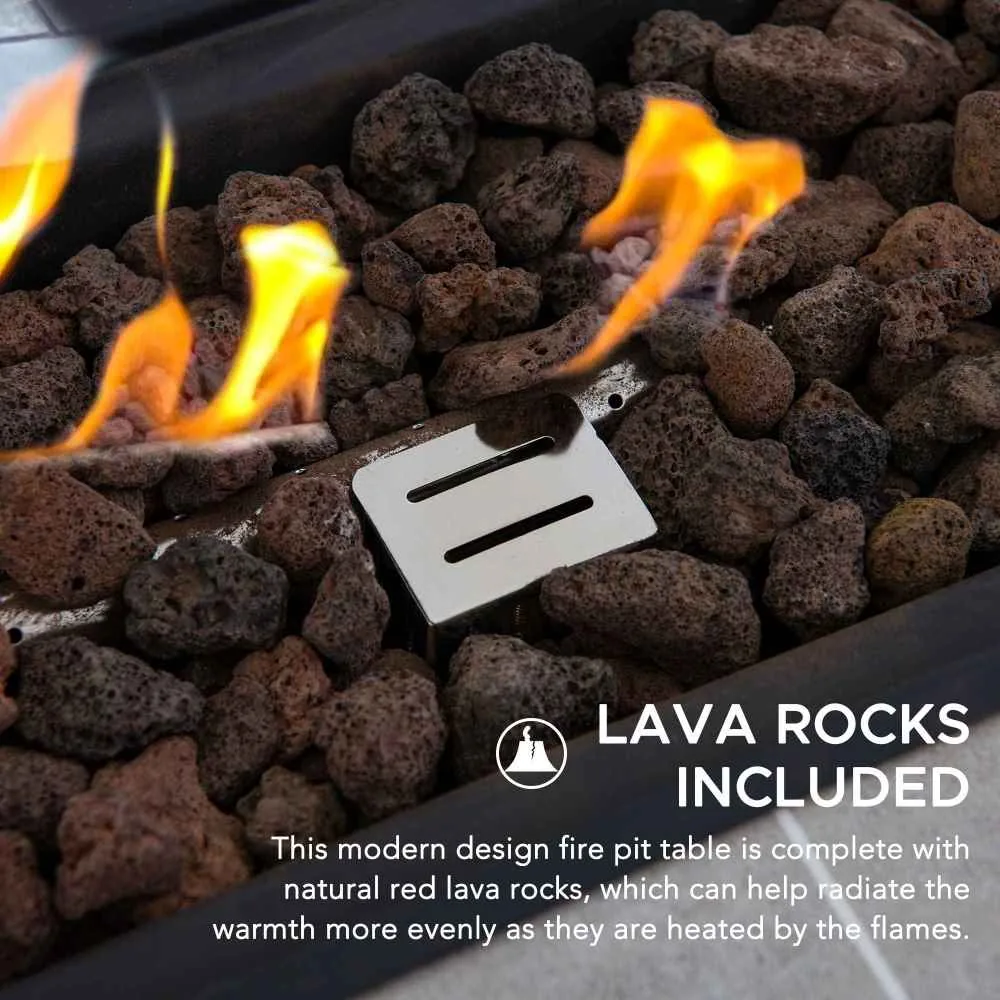 SUNJOY 44 Inch Propane Gas Fire Pit Table with Tile Tabletop & Lava Rocks — view 9