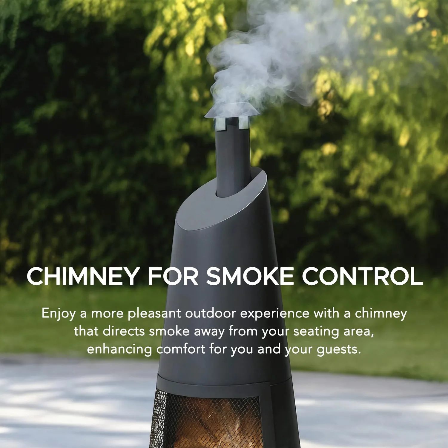 SUNJOY 57 Inch 2-in-1 Chiminea Fire Pit & Grill with Removable Grill Grate and PVC Cover - Gray — view 5