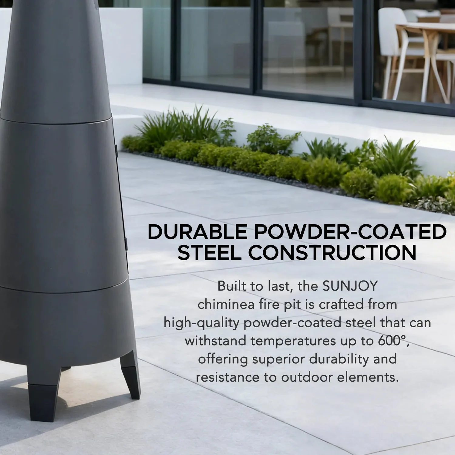 SUNJOY 57 Inch 2-in-1 Chiminea Fire Pit & Grill with Removable Grill Grate and PVC Cover - Gray — view 6