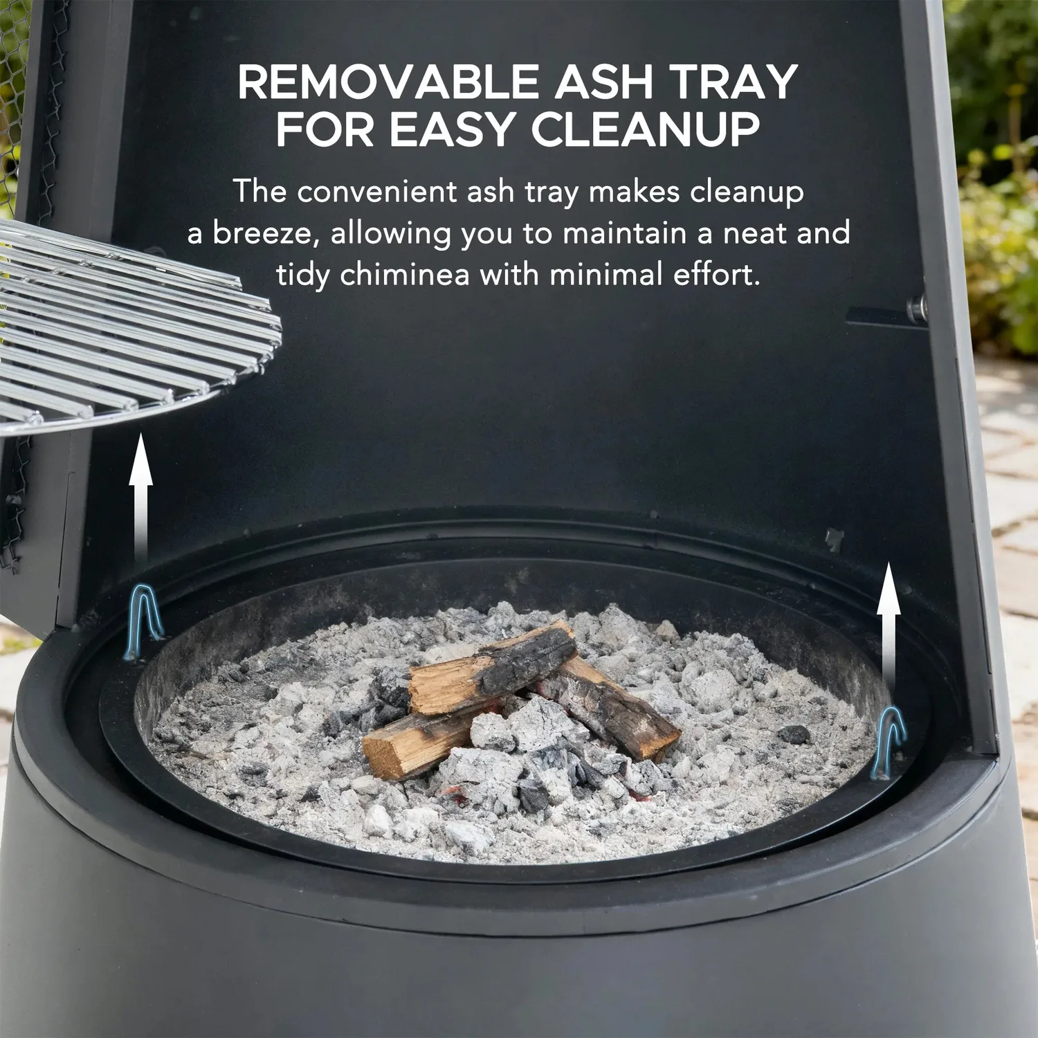 SUNJOY 57 Inch 2-in-1 Chiminea Fire Pit & Grill with Removable Grill Grate and PVC Cover - Gray — view 7