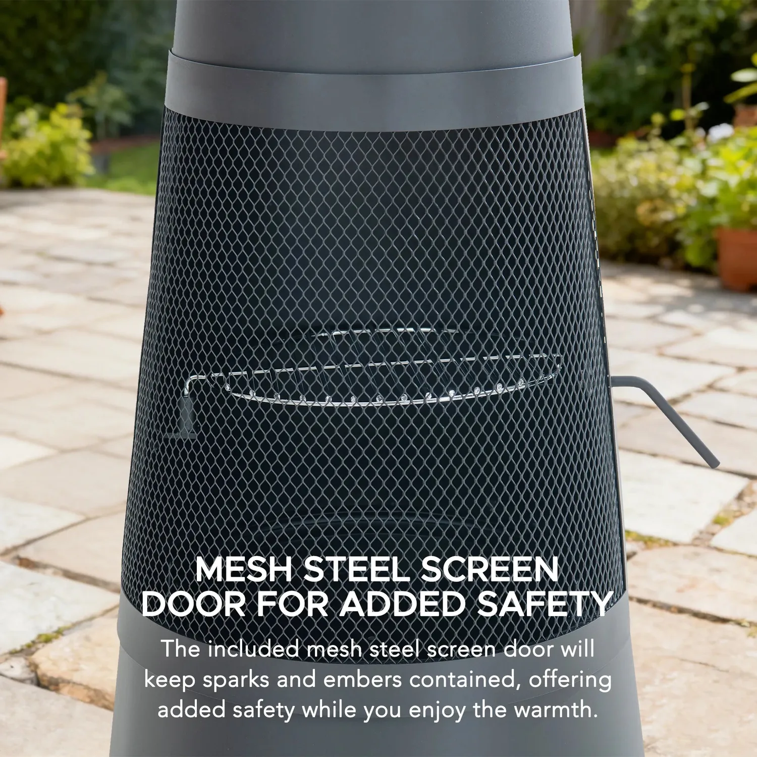 SUNJOY 57 Inch 2-in-1 Chiminea Fire Pit & Grill with Removable Grill Grate and PVC Cover - Gray — view 9