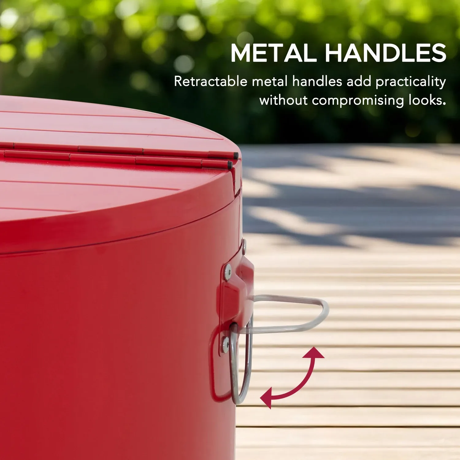 SUNJOY 60 Quart Patio Rooling Cooler Cart with Bottle Opener, Shelf and Lockable Wheels - Red — view 8