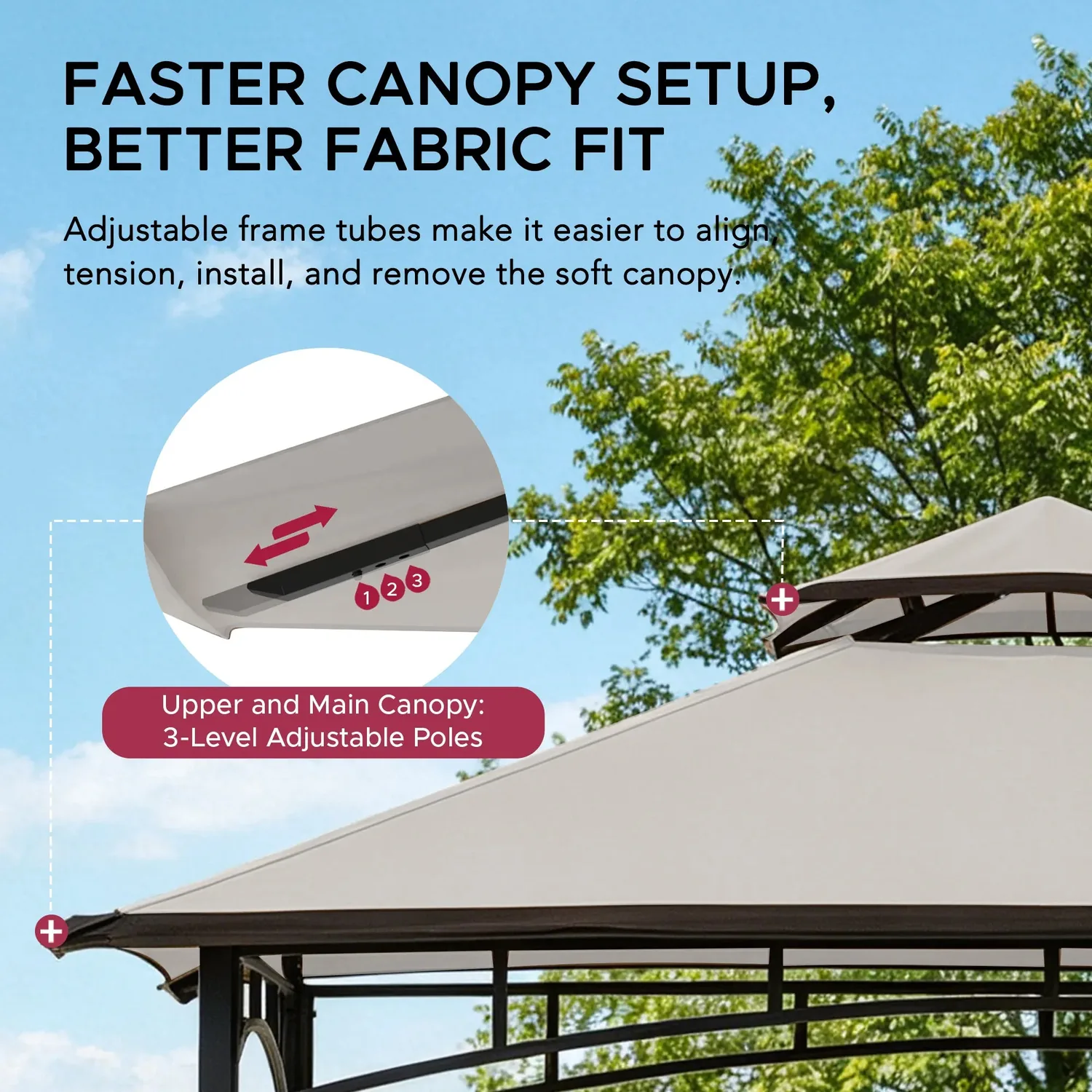 SUNJOY 8x5 BBQ Grill Gazebo with Bar Shelves and Hooks - Beige & Black — view 5