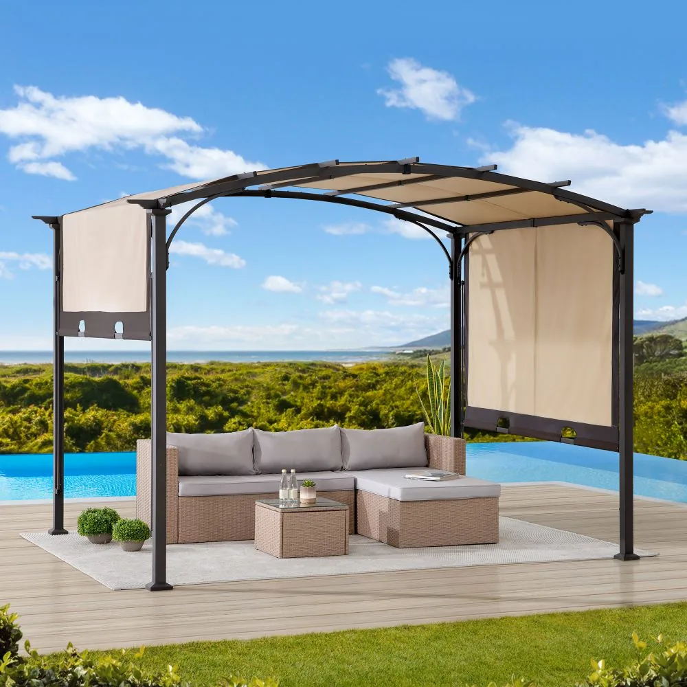 SUNJOY 9x11 Metal Arched Pergola Kits with Adjustable Canopy Roof — view 2