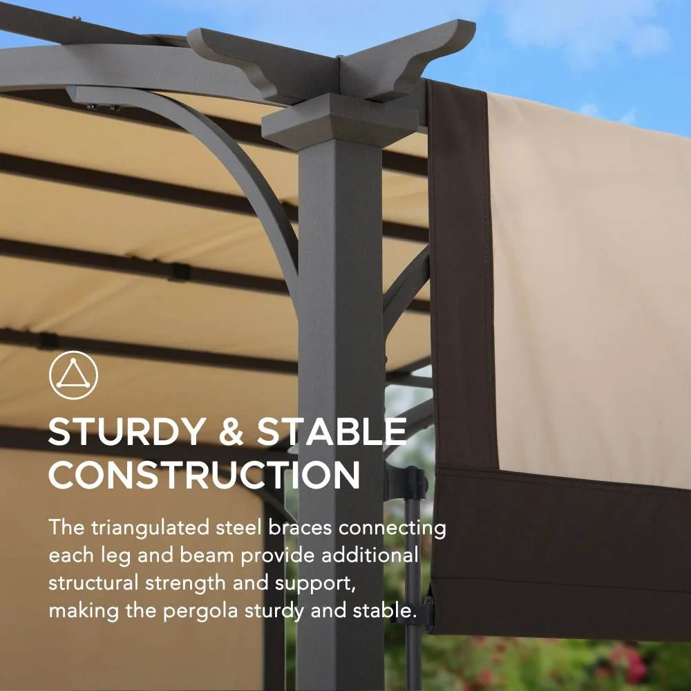 SUNJOY 9x11 Metal Arched Pergola Kits with Adjustable Canopy Roof — view 7