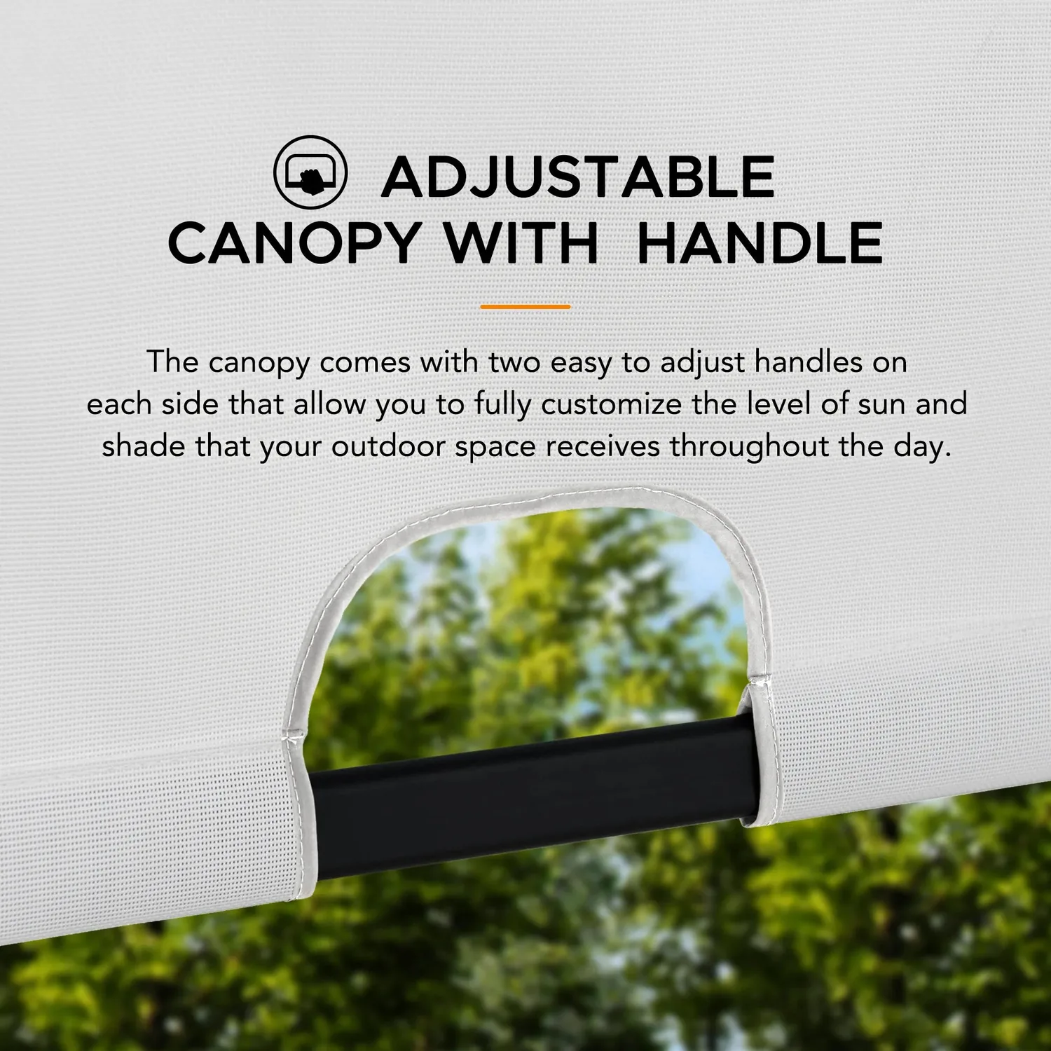 SUNJOY 9x9 Matte Black Steel Frame Pergola with Adjustable Canopy Roof - White — view 7