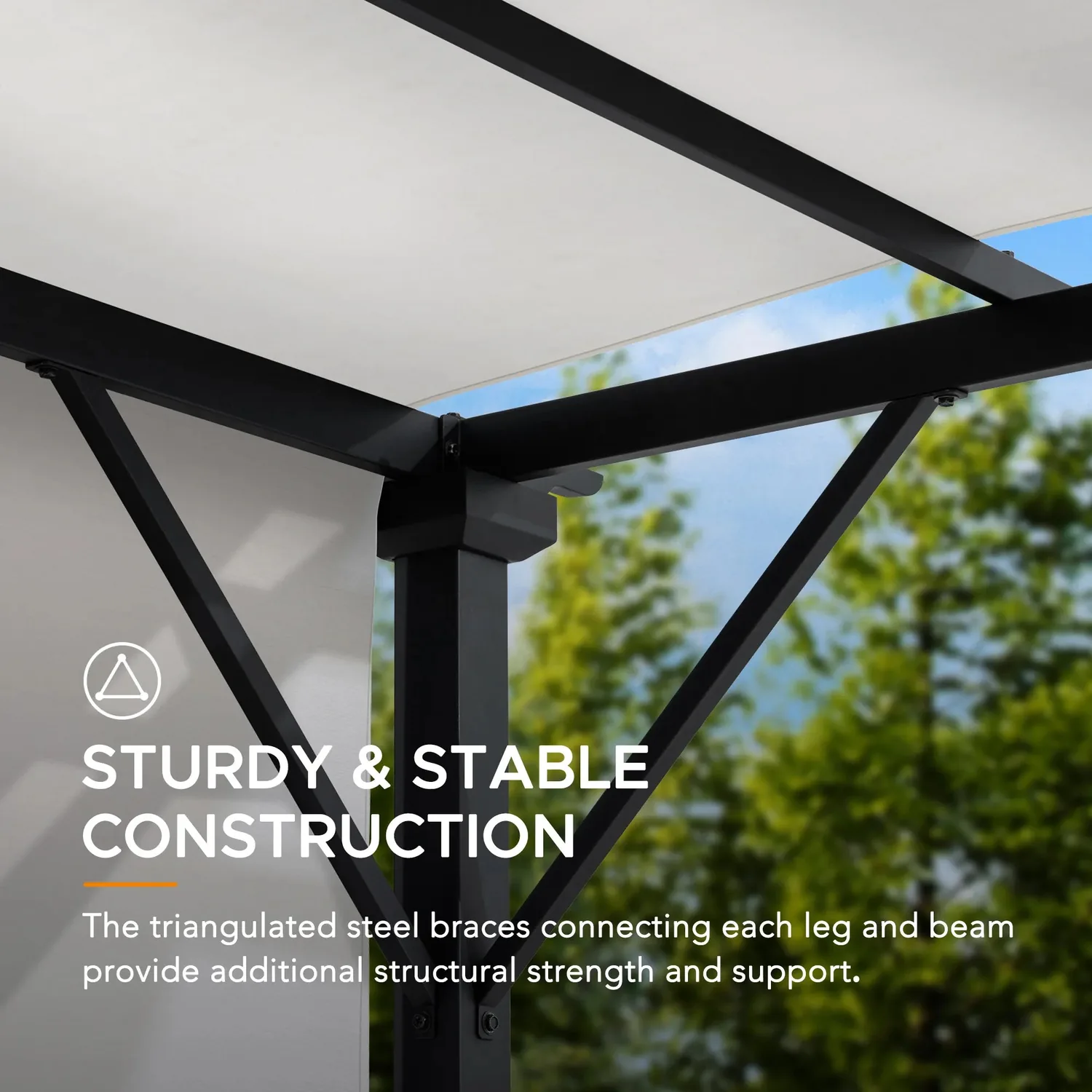 SUNJOY 9x9 Matte Black Steel Frame Pergola with Adjustable Canopy Roof - White — view 8