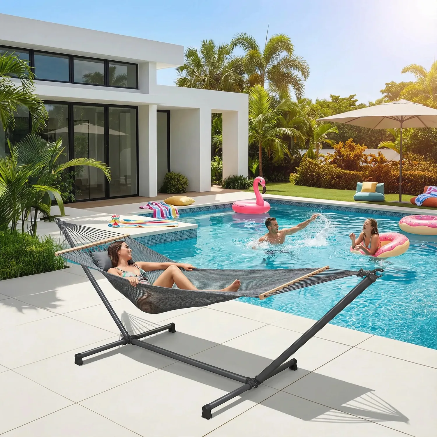 SUNJOY Luxury Portable Hammock with Stand-Made in Italy, Ultra-Light and Tool-Free Setup — main image